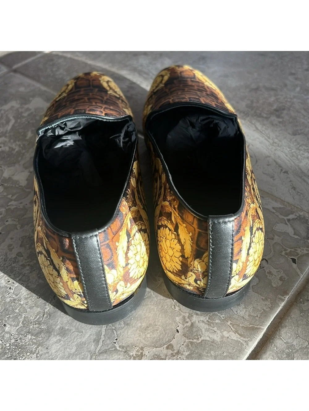 Versace Baroque Print Smoking Slippers Slip-On Shoes, Size EU 43 New +DustBag
